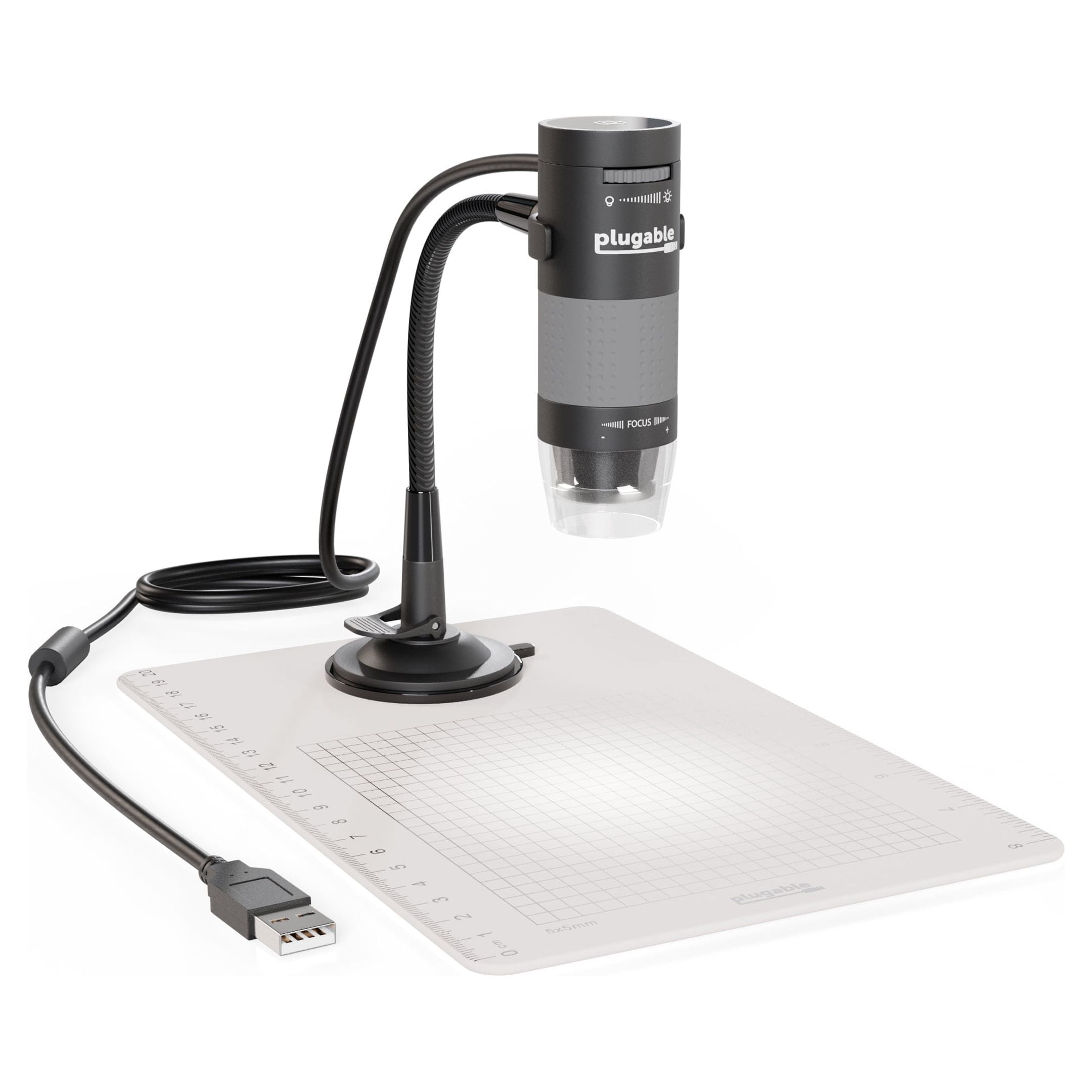 PLUGABLE TECHNOLOGIES Plugable USB 2.0 Digital Microscope with Flexible Arm Observation Stand Compatible With Windows, Mac, Linux (2MP, 250x Magnification)