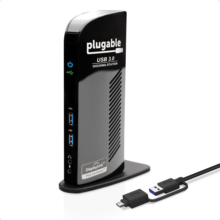 Plugable USB 3.0 Universal Laptop Docking Station Dual Monitor for Windows and Mac, USB 3.0 USB-C, (Dual Video: HDMI and HDMI/DVI/VGA, Gigabit Ethernet, Audio, 6 USB Ports) - Walmart.com