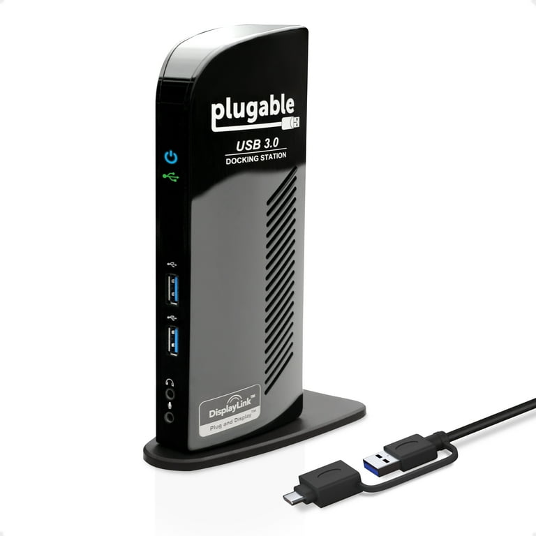 Plugable USB 3.0 Laptop Docking Station Dual Monitor for Windows and USB 3.0 USB-C, (Dual HDMI and HDMI/DVI/VGA, Gigabit Ethernet, Audio, 6 USB Ports) - Walmart.com