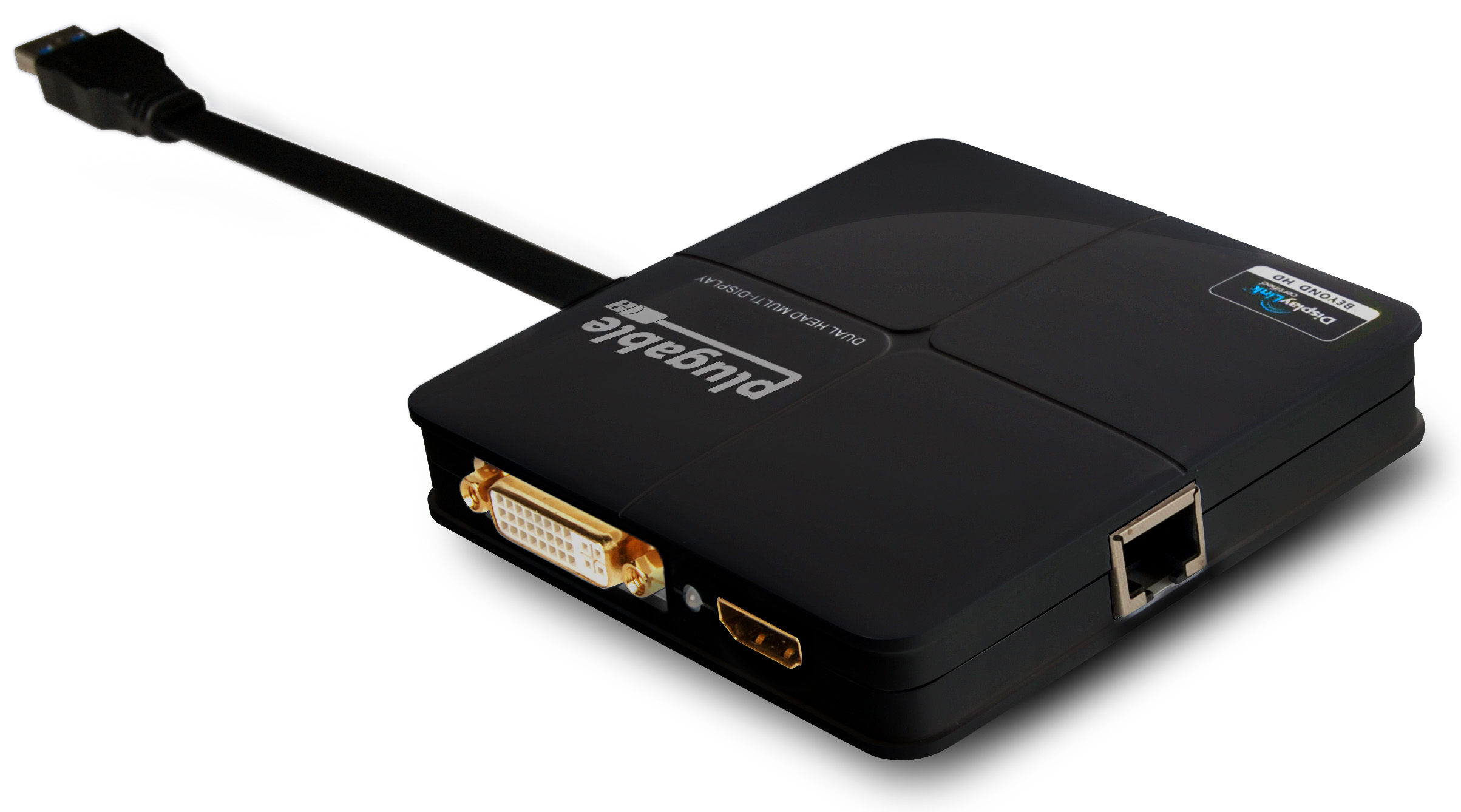 Plugable USB 3.0 Universal Mini Laptop Docking Station for Windows and Mac (Dual Video HDMI and DVI/VGA, Gigabit Ethernet) - image 1 of 5