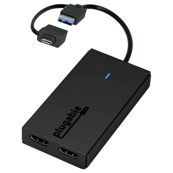 Plugable Dual Monitor Adapter for M1/M2/M3/M4 macOS Systems, Windows, ChromeOS. Broad Compatibility