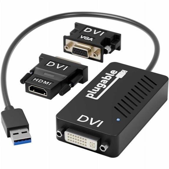 Plugable USB 3.0 to DVI/VGA/HDMI Video Graphics Adapter for Multiple Monitors up to 2048x1152 Supports Windows 11, 10, 8.1, 7, XP, and Mac 10.14+
