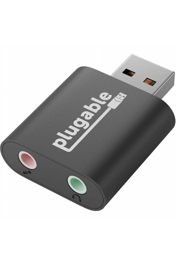 USB Audio Adapter with 3.5mm Speaker-Headphone and Microphone Jack, Add an External Stereo Sound Card to Any PC, Compatible with Windows, Mac, and Linux
