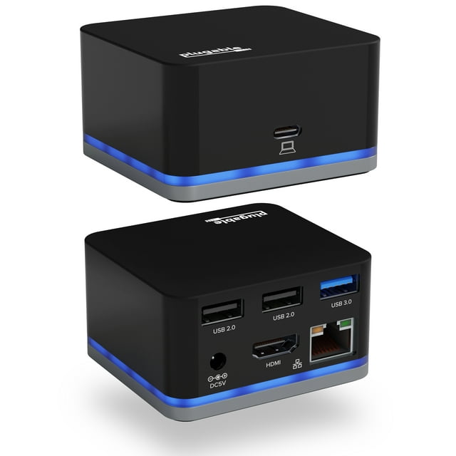 Plugable USB C Cube - Mini Docking Station, Compatible with Thunderbolt 3 Ports and Specific USB-C Systems (No Host Charging, Connect 1x HDMI up to 4K @30Hz Monitor, Ethernet, 3x USB Ports)