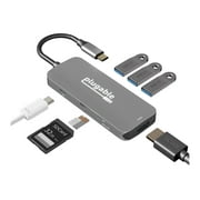 Plugable USB C Docking Station, 4K HDMI, 3 USB 3.0, 100W Charging, SD, microSD, Driverless, Compatible with Mac, Windows, Chromebook, Thunderbolt and More