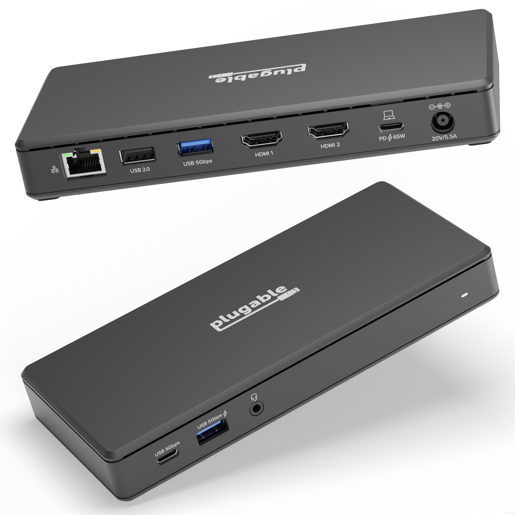 Plugable USB C Docking Station Dual Monitor 2 HDMI Ports, Laptop