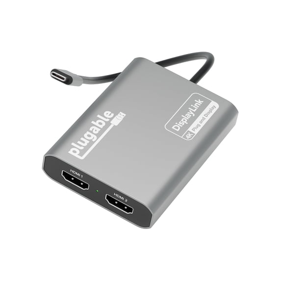 Plugable USB C to HDMI Adapter, Dual Monitor 4K 60Hz for Apple Mac M1/M2/M3, DisplayLink Multiple Displays for Thunderbolt Macbook or iMac, Driver Required (USBC-6950M)