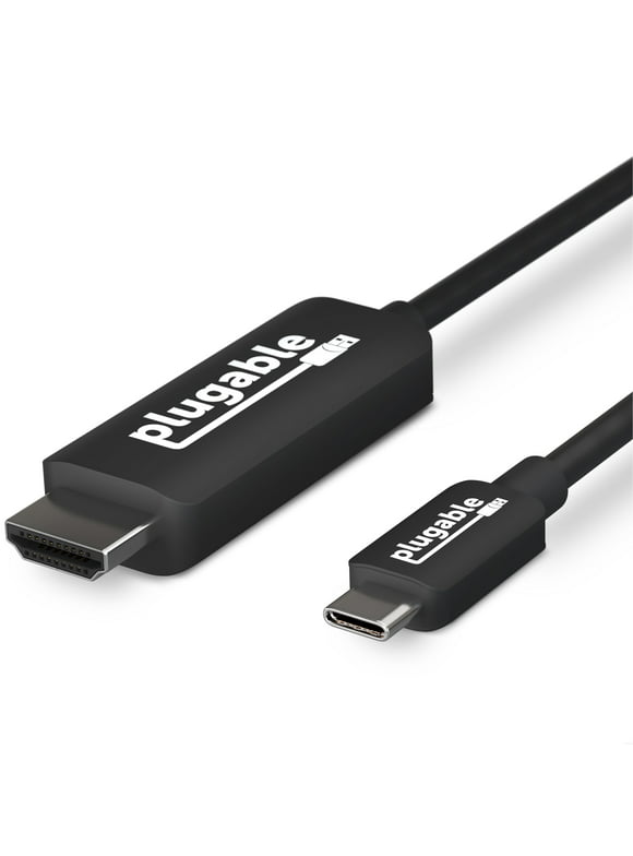 Plugable USB C to HDMI Cable 6ft - Connect USB-C, Thunderbolt 3, Thunderbolt 4 or USB4 Laptops to HDMI Displays up to 4K@60Hz - Compatible with Mac and Windows, HDMI 2.0, 1.8m