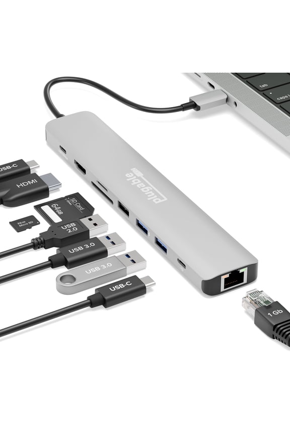 USB C Hub Multiport Adapter 140W Power Delivery Charging, 4K 60Hz HDMI, For USBC, USB4, Thunderbolt MacBook, Windows, Chromebook (USBC-9IN1E)