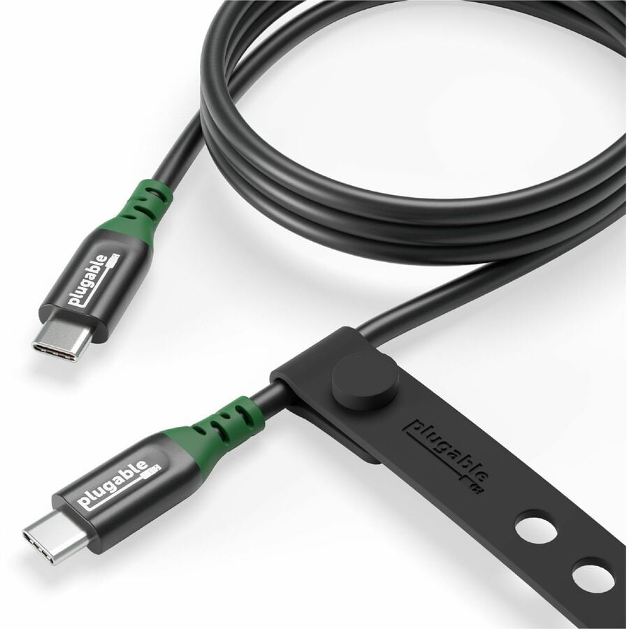 Plugable USB C to USB C Cable, 240W USB C Charging Cable 20Gbps, 4K 120Hz, 8K 60Hz USB-C Monitor, iPhone, MacBook, iPad, Samsung Galaxy, 3.3 Feet with Silicone Cable Management Strap (USBC-240W-1M)