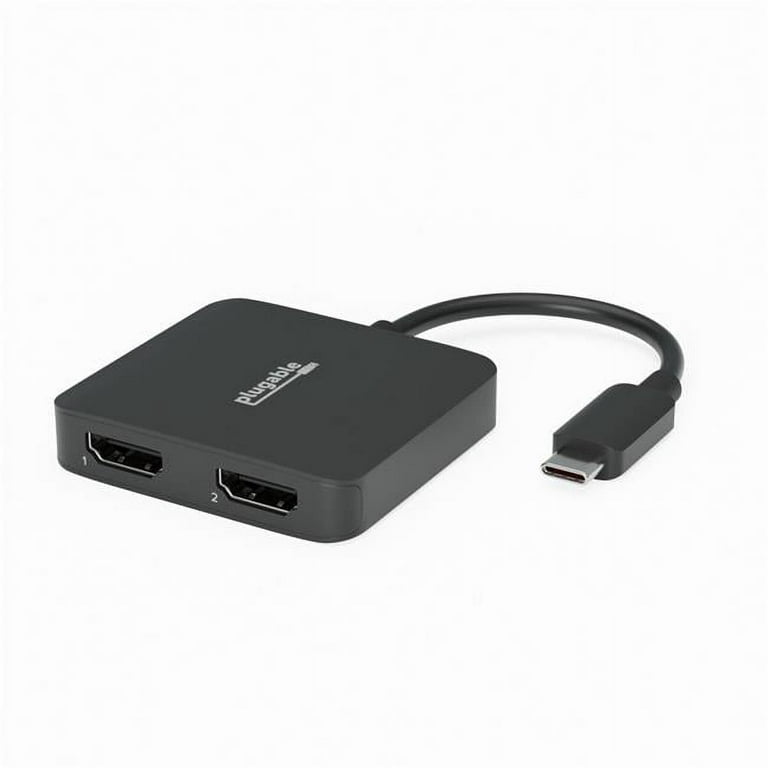 Plugable USB C to Dual HDMI Adapter, 4K HDMI Ports, for Windows