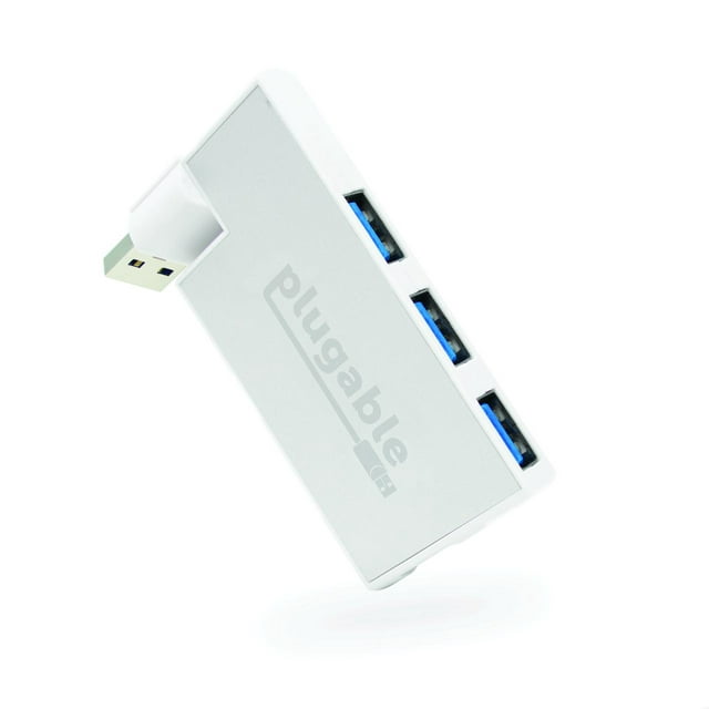 Plugable USB Hub, Rotating 4 Port USB 3.0 Hub, Powered USB Hub (Compatible with Windows, macOS & Linux, USB 2.0 Backwards Compatible)