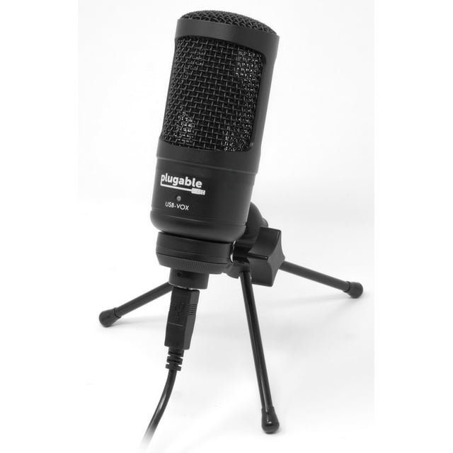 Plugable USB Studio Microphone - Podcast Microphone, Tripod Mounted Cardioid Condenser Microphone Optimized for Streaming Twitch\Mixer\YouTube\Discord (Compatible with Windows, macOS, Linux PCs)