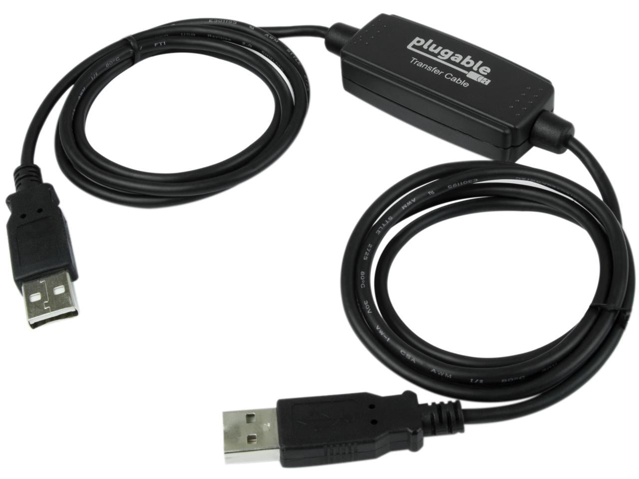 PLUGABLE TECHNOLOGIES Plugable USB Transfer Cable, Unlimited Use, Transfer Data Between 2 Windows PC's, Compatible with Windows 11, 10, 7, XP, Bravura Easy Computer Sync Software Included