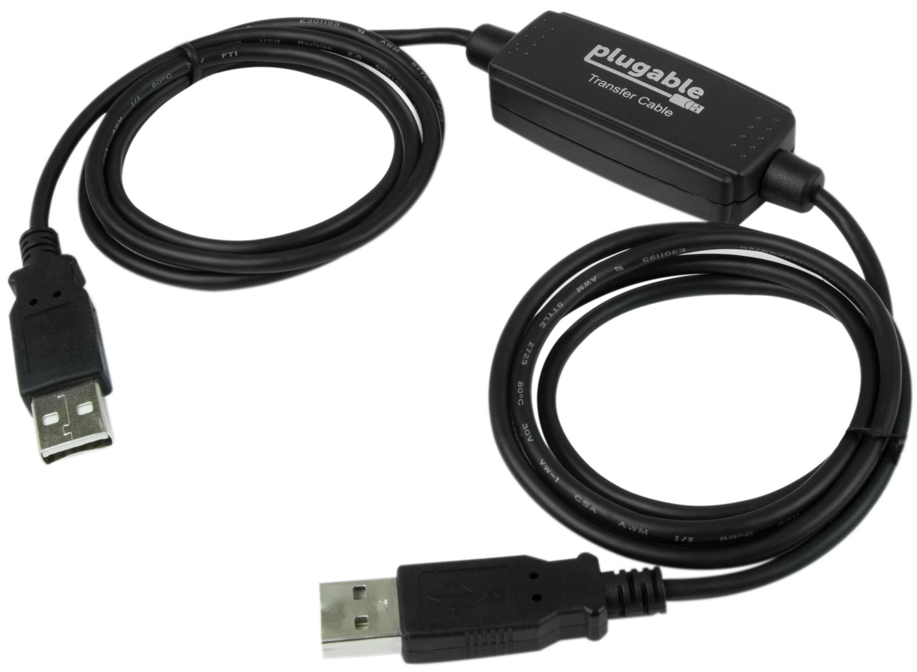 Plugable USB Transfer Cable, Unlimited Use, Transfer Data Between 2 Windows PC's, Compatible with Windows 11, 10, 7, XP, Bravura Easy Computer Sync Software Included - image 1 of 5