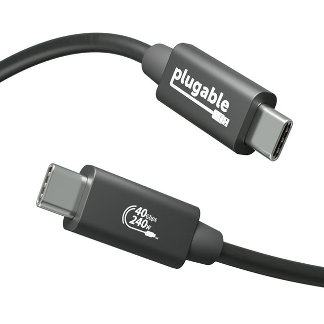Plugable USB4 Cable with 240W Charging, 3.3 Feet (1M), USB-IF Certified, 1x 8K Display, 40 Gbps, Compatible with USB 4, Thunderbolt 4, Thunderbolt 3, USB-C