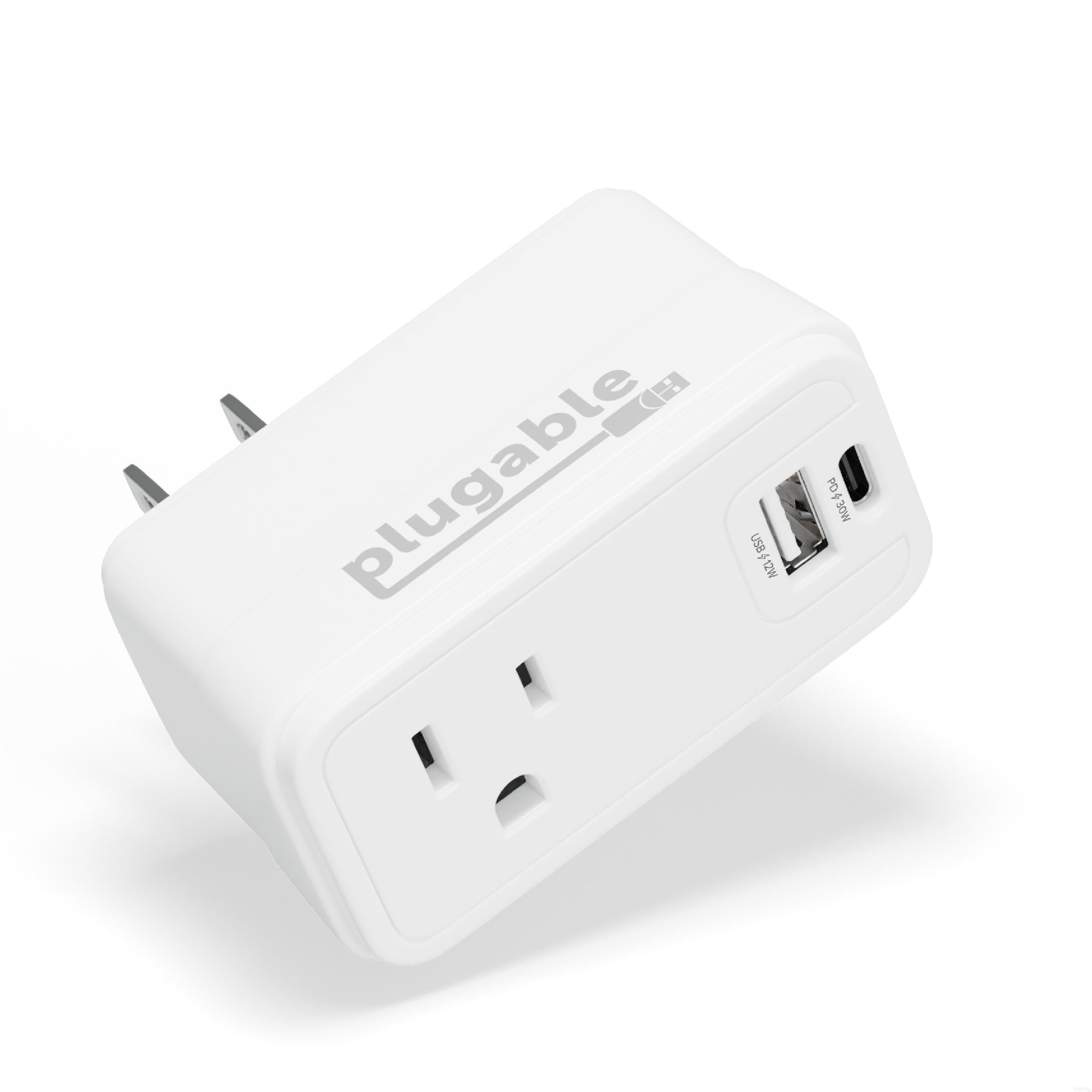 Plugable Wall Outlet Extender With 1x Usb C And 1x Usb 32w Usb C Charger Block Usbc Fast 8811