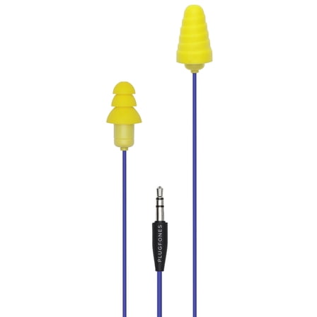 Plugfones Contractor Yellow New and Improved Line Ear Plug Earbuds Headphones with Silicone and Foam Hearing Protection