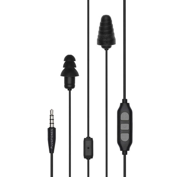 Plugfones Guardian Plus Earplug, Headphones, Black/Gray