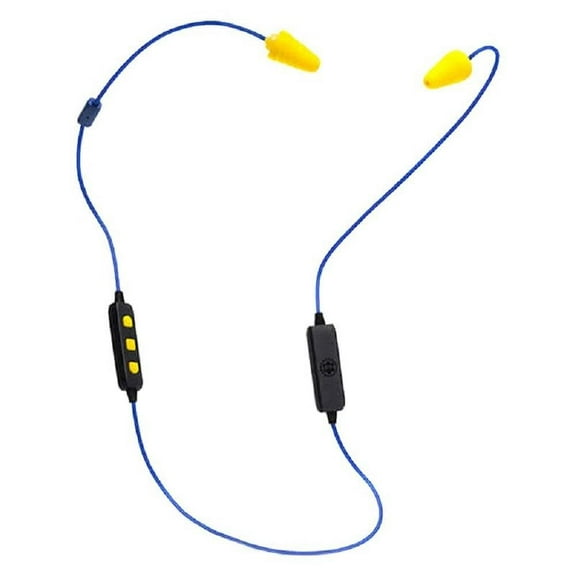 Plugfones Liberate 2.0 Wireless Bluetooth In-Ear Earplug Earbuds- Noise Reduction Headphones with Noise Isolating Mic and Controls (Blue & Yellow)