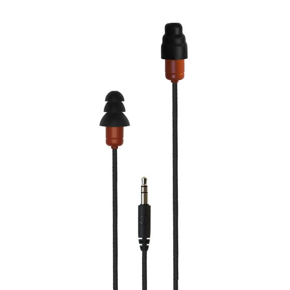 Plugfones Protector VL Audio Earbuds, OSHA Compliant Earplugs with Sound, Black & Red VOLUME LIMITED MAX 82dB
