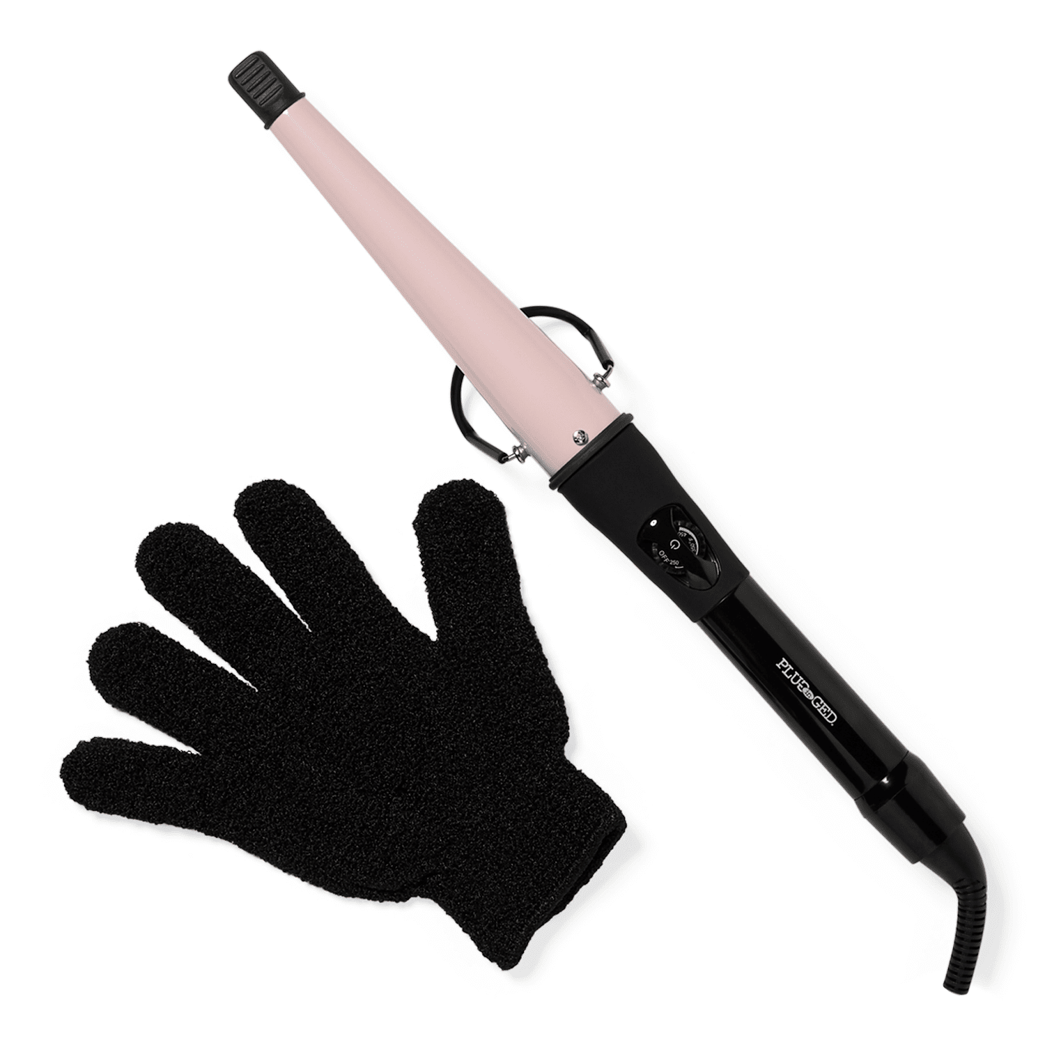 Plugged In Pink Cone Ceramic Curling Wand 1 Inch tapered barrel