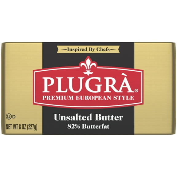 Plugra Premium European Style Unsalted Butter, 8 oz Solid