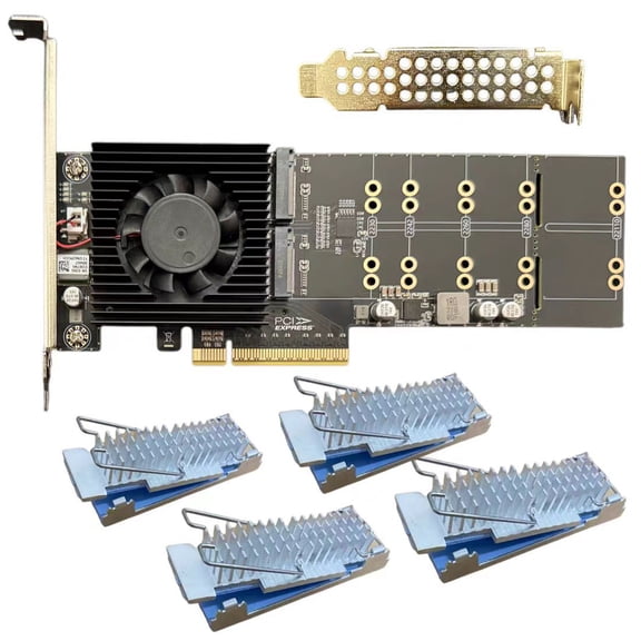 Plugs Play 4Port NVMe PCIe4.0 Expansion Adapters 4X Slots 16GB/s Throughput Ideal For Workstations Storage Upgrades