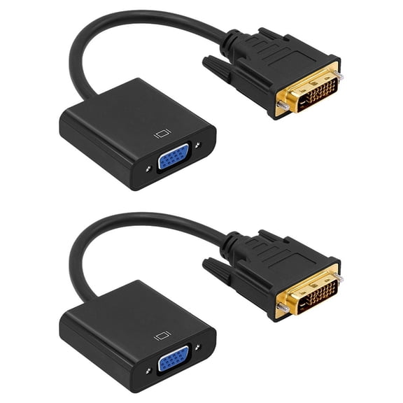 Plugs and Play DVID to VGA Video Converter for HDTVs Monitors Up to 1920x1200 DVI24+1 to VGA Male to Female Adapter