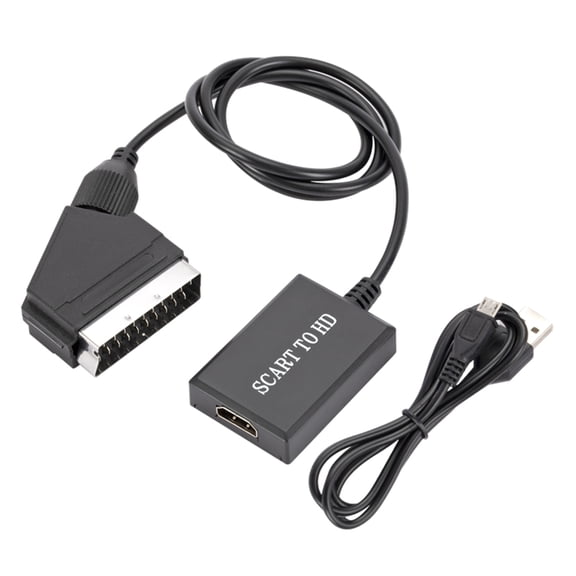 Plugs and Play SCART to HDTV Adapter with 720P 1080P Resolution for Disc Player Game Consoles Compatibility