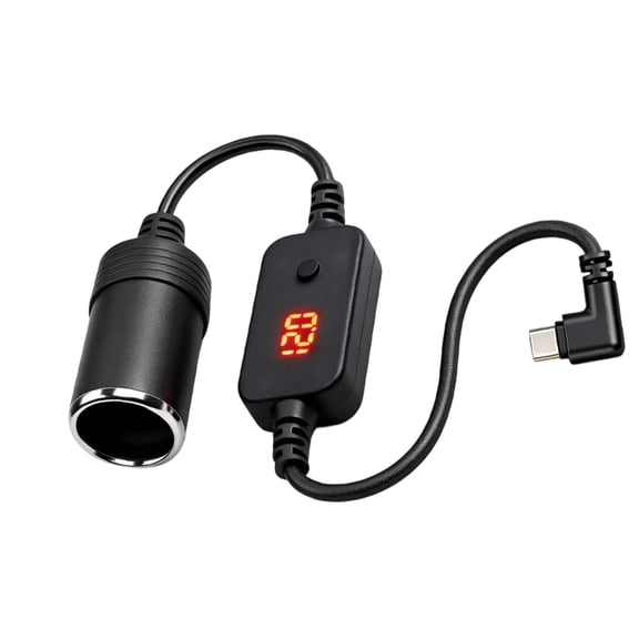 Plugs and Play Type C to Car Cigarettes Adapter with Adjustable Voltages Setting and Fast Charging for Easy Device Charging