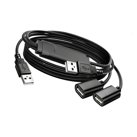 Plugs and Play USB 1 Male to 2 Female Extension Cable Optimized for Webcam and Microphones Synchronization