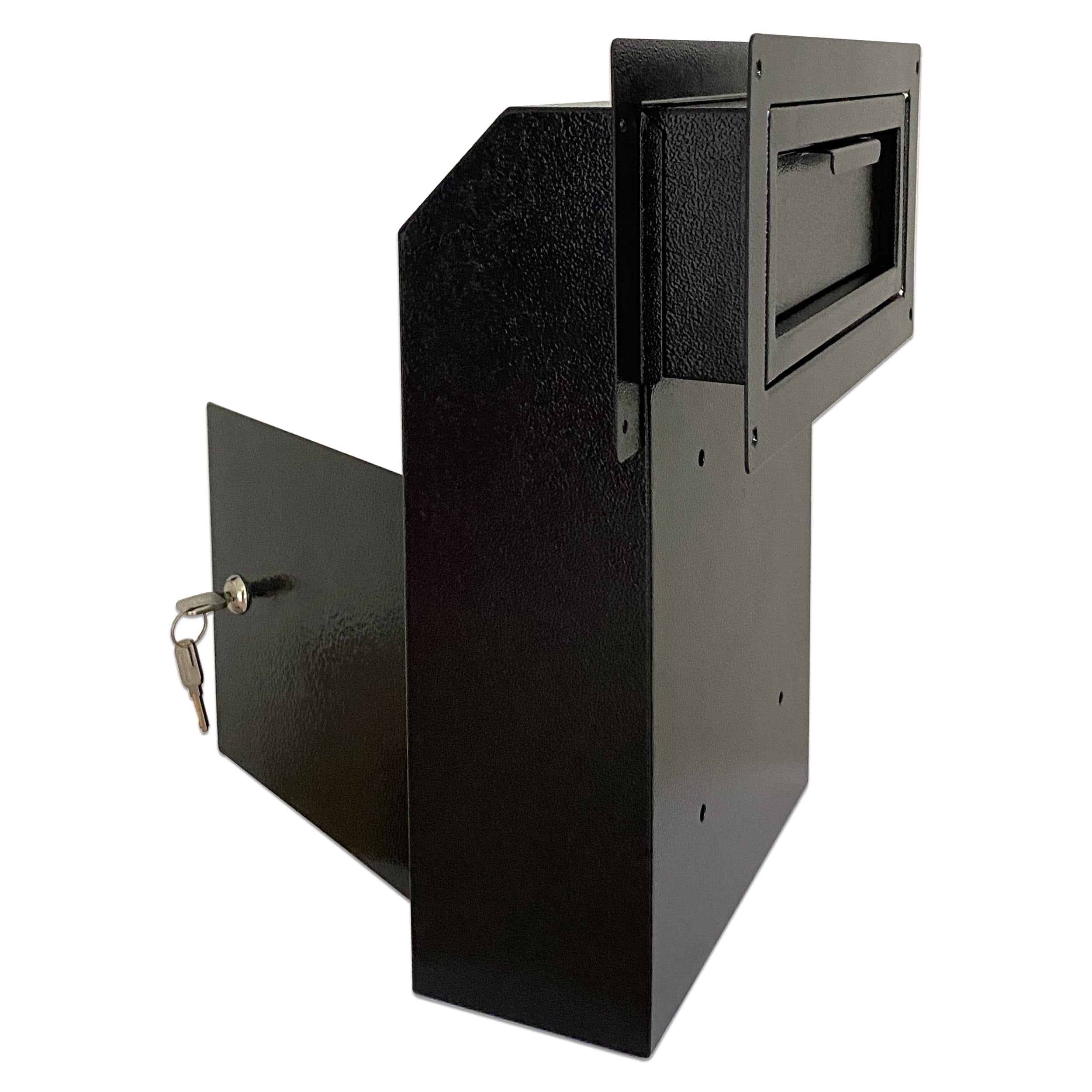 Plugsharge Door Drop Box, Mail Slots for Mail, Rent, Deposit, and Night Key, Through The Door Prevents Money Fishing Locking Steel Mailbox with Rear Access, Black