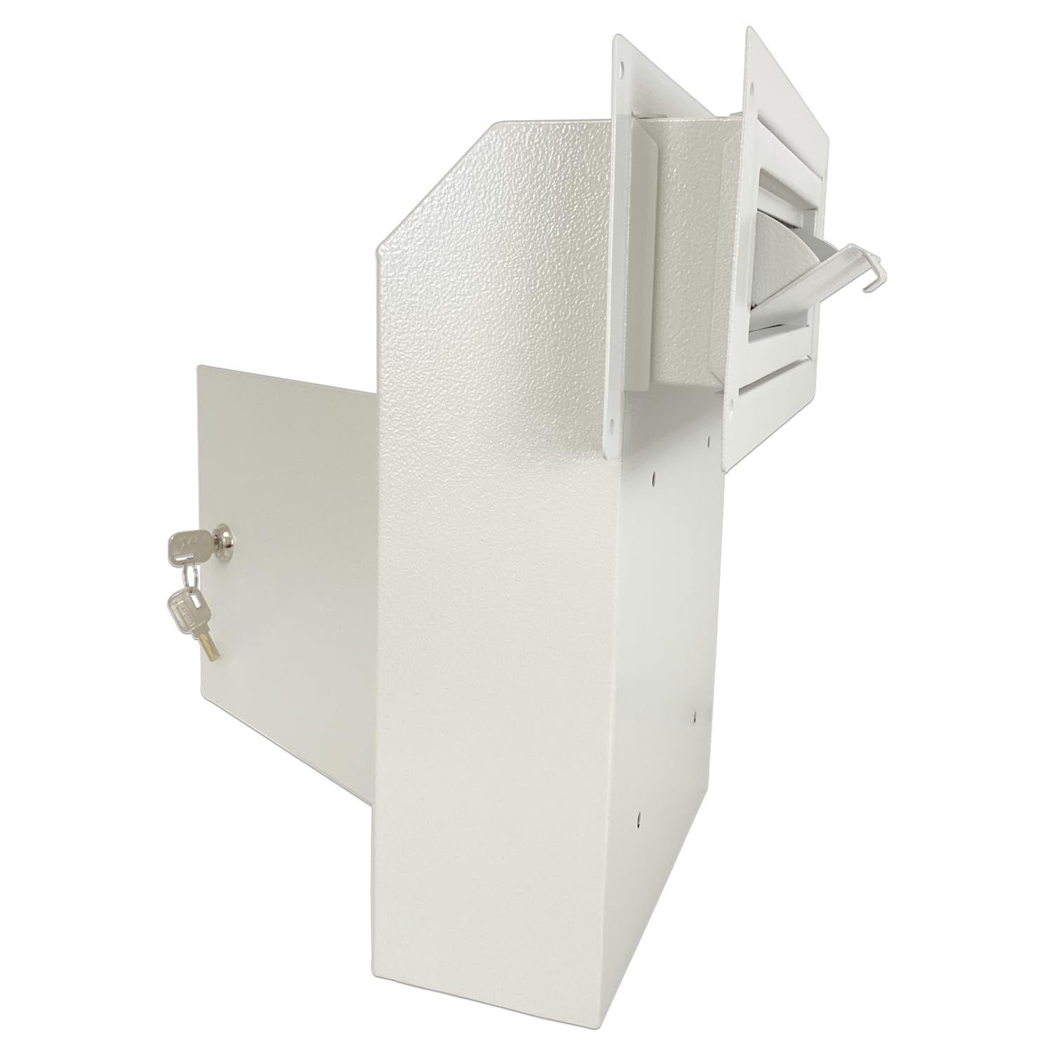 White Heavy Duty Lockable Steel Door Drop Box