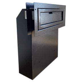Plugsharge Through The Door Mail Drop Box - 1.5mm Steel Payment Dropbox - Door Mount Theft Proof Mailbox - Locking Deposit Drop Box for Night Key, Deposit, Cash, and Rent, Black