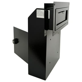Plugsharge Locking Door Drop Box with Combination Lock Steel Mailbox with Rear Access, Mail Slot for Rent, Deposit, Night Key, and Mail Through-Door Design Prevents Money Fishing, Durable Black