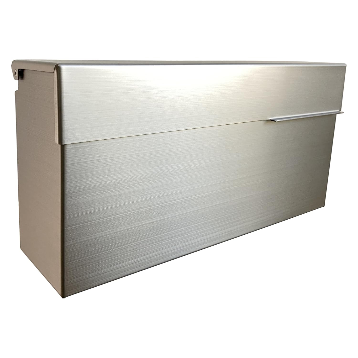 Plugsharge Modern Design Brushed Stainless Steel Mailbox for Walls, Heavy Duty Wall Mounted Mailbox - 14.5'' x 3.75'' x 7.1'' Rust Proof Steel Dropbox with Rainproof Design, Silver