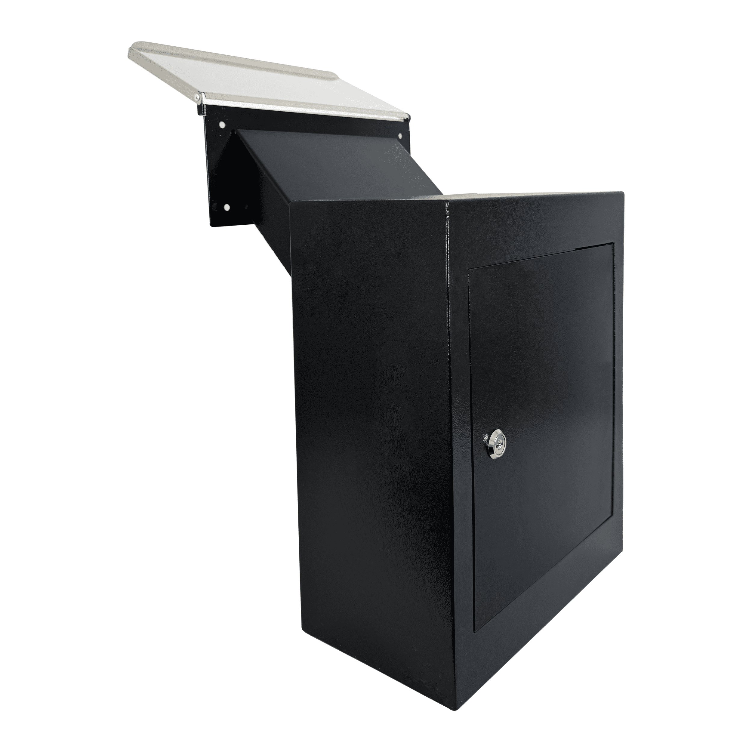 Black Steel Lockable Through-Wall Mailbox with Rainproof Cover