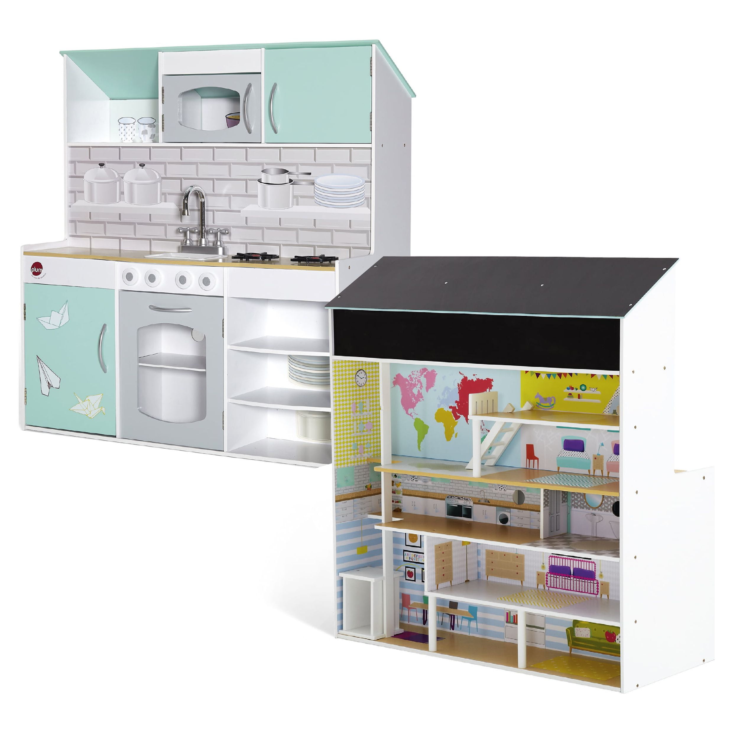 Color baby 2-em- 1 Dollhouse-Kitchen Colorido