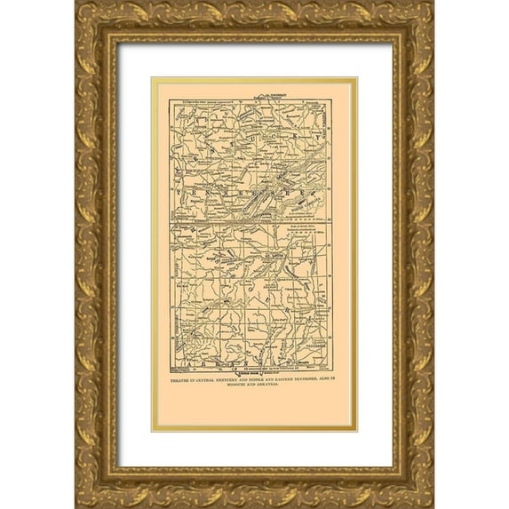 Plum 20x32 Gold Ornate Wood Framed with Double Matting Museum Art Print Titled - Kentucky Tennessee Missouri Arkansas - Plum 1882