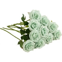 Plum Artificial Rose 10pcs Open Flower Bouquet Faux Rose Stems for Wedding Arrangement, Bridal Bouquet, Centerpiece, Fake Faux Silk Flowers A