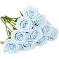 thumbnail image 1 of Plum Artificial Rose 10pcs Open Flower Bouquet Faux Rose Stems for Wedding Arrangement, Bridal Bouquet, Centerpiece, Fake Faux Silk Flowers A, 1 of 4