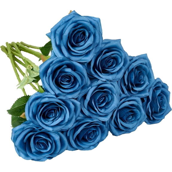Plum Artificial Rose 10pcs Open Flower Bouquet Faux Rose Stems for Wedding Arrangement, Bridal Bouquet, Centerpiece, Fake Faux Silk Flowers