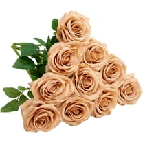 Plum Artificial Rose 10pcs Open Flower Bouquet Faux Rose Stems for Wedding Arrangement, Bridal Bouquet, Centerpiece, Fake Faux Silk Flowers