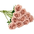 thumbnail image 1 of Plum Artificial Rose 10pcs Open Flower Bouquet Faux Rose Stems for Wedding Arrangement, Bridal Bouquet, Centerpiece, Fake Faux Silk Flowers, 1 of 4