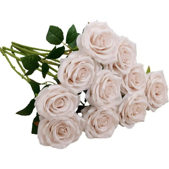 Plum Artificial Rose 10pcs Open Flower Bouquet Faux Rose Stems for Wedding Arrangement, Bridal Bouquet, Centerpiece, Fake Faux Silk Flowers