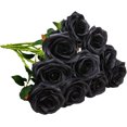 thumbnail image 1 of Plum Artificial Rose 10pcs Open Flower Bouquet Faux Rose Stems for Wedding Arrangement, Bridal Bouquet, Centerpiece, Fake Faux Silk Flowers, 1 of 4