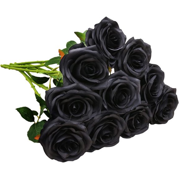 Plum Artificial Rose 10pcs Open Flower Bouquet Faux Rose Stems for Wedding Arrangement, Bridal Bouquet, Centerpiece, Fake Faux Silk Flowers
