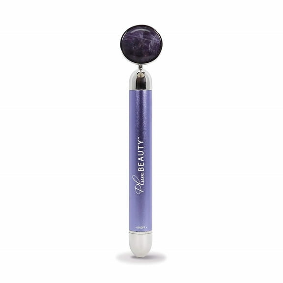 Plum Beauty Amethyst Rose Quartz Vibrating Facial Massager, Improve Skin Tightness and Tone