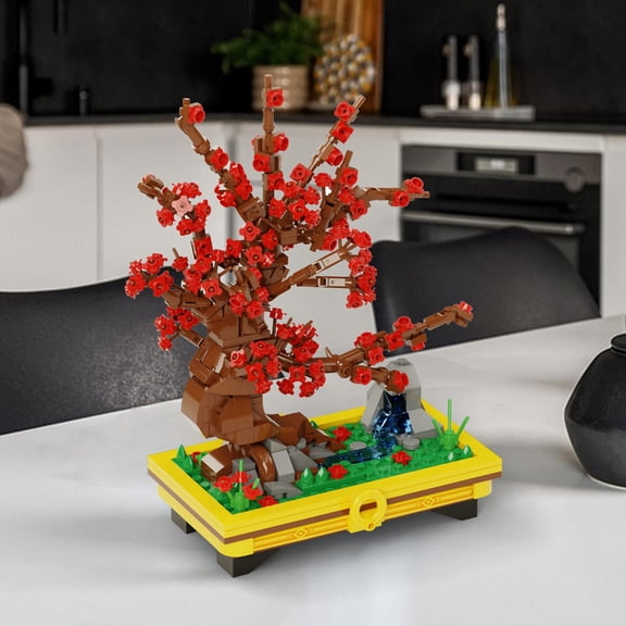Plum Blossom Bonsai Tree Building Blocks Set Educational Bricks Building Kit Home Decoration Plant Collection
